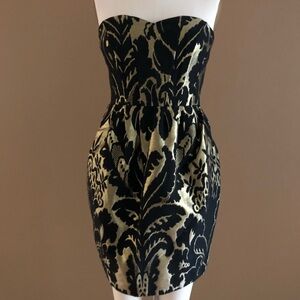 Black & Gold Strapless Dress